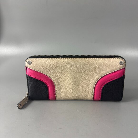 Milly Tri-color Leather Zip-around Long Wallet - Picture 1 of 13